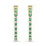 1 Carat Emerald and Diamond Hoop Earrings In 14 Karat Yellow Gold, 3/4 Inch Image-2