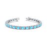 6 Carat Oval Shape Blue Topaz and Diamond Bracelet In 14 Karat White Gold, 7 Inches Image-1