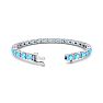 6 Carat Oval Shape Blue Topaz and Diamond Bracelet In 14 Karat White Gold, 7 Inches Image-2