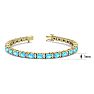 6 Carat Oval Shape Blue Topaz and Diamond Bracelet In 14 Karat Yellow Gold, 7 Inches Image-4