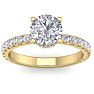 2 Carat Round Shape Hidden Halo Diamond Engagement Ring In 14 Karat Yellow Gold Image-2
