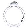 Moissanite Engagement Ring; 2 Carat Round Moissanite Halo Bridal Set In 14 Karat White Gold Image-2