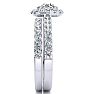 Moissanite Engagement Ring; 2 Carat Round Moissanite Halo Bridal Set In 14 Karat White Gold Image-3