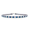 3 1/2 Carat Blue And White Diamond Mens Tennis Bracelet In 14 Karat White Gold, 9 Inches Image-1