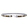 3 Carat Chocolate Bar Brown Champagne And White Diamond Mens Tennis Bracelet In 14 Karat White Gold, 8 Inches Image-2