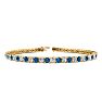 3 Carat Blue And White Diamond Mens Tennis Bracelet In 14 Karat Yellow Gold, 8 Inches Image-1