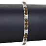 10 1/2 Carat Chocolate Bar Brown Champagne and White Diamond Alternating Mens Tennis Bracelet In 14 Karat White Gold, 8 Inches Image-4
