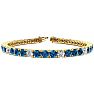 11 1/5 Carat Blue and White Diamond Alternating Mens Tennis Bracelet In 14 Karat Yellow Gold, 8 1/2 Inches Image-1