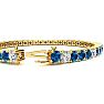 11 1/5 Carat Blue and White Diamond Alternating Mens Tennis Bracelet In 14 Karat Yellow Gold, 8 1/2 Inches Image-3