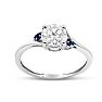 3/4 Carat Moissanite and Created Sapphire Ring In Sterling Silver Image-1