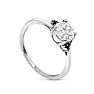 3/4 Carat Moissanite and Created Sapphire Ring In Sterling Silver Image-2