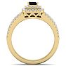 1 Carat Princess Shape Double Halo Black and White Diamond Engagement Ring In 14 Karat Yellow Gold Image-3