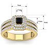 1 Carat Princess Shape Double Halo Black and White Diamond Engagement Ring In 14 Karat Yellow Gold Image-5