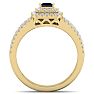 1 Carat Princess Shape Double Halo Sapphire and Diamond Engagement Ring In 14 Karat Yellow Gold Image-3