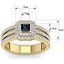 1 Carat Princess Shape Double Halo Sapphire and Diamond Engagement Ring In 14 Karat Yellow Gold Image-5