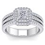 1 1/2 Carat Princess Shape Double Halo Diamond Engagement Ring In 14 Karat White Gold Image-1
