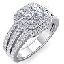 1 1/2 Carat Princess Shape Double Halo Diamond Engagement Ring In 14 Karat White Gold Image-2