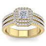 1 1/2 Carat Princess Shape Double Halo Diamond Engagement Ring In 14 Karat Yellow Gold Image-1