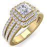 1 1/2 Carat Princess Shape Double Halo Diamond Engagement Ring In 14 Karat Yellow Gold Image-2