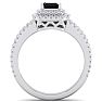 1 1/2 Carat Princess Shape Double Halo Black and White Diamond Engagement Ring In 14 Karat White Gold Image-3