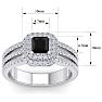1 1/2 Carat Princess Shape Double Halo Black and White Diamond Engagement Ring In 14 Karat White Gold Image-5