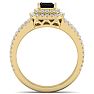 1 1/2 Carat Princess Shape Double Halo Black and White Diamond Engagement Ring In 14 Karat Yellow Gold Image-3