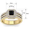 1 1/2 Carat Princess Shape Double Halo Black and White Diamond Engagement Ring In 14 Karat Yellow Gold Image-5