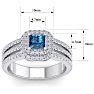 1 1/2 Carat Princess Shape Double Halo Blue and White Diamond Engagement Ring In 14 Karat White Gold Image-5