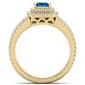 1 1/2 Carat Princess Shape Double Halo Blue and White Diamond Engagement Ring In 14 Karat Yellow Gold Image-3