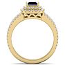 1 1/2 Carat Princess Shape Double Halo Sapphire and Diamond Engagement Ring In 14 Karat Yellow Gold Image-3