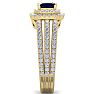 1 1/2 Carat Princess Shape Double Halo Sapphire and Diamond Engagement Ring In 14 Karat Yellow Gold Image-4