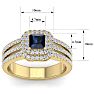 1 1/2 Carat Princess Shape Double Halo Sapphire and Diamond Engagement Ring In 14 Karat Yellow Gold Image-5