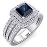 2 Carat Princess Shape Double Halo Sapphire and Diamond Engagement Ring In 14 Karat White Gold Image-2