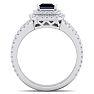 2 Carat Princess Shape Double Halo Sapphire and Diamond Engagement Ring In 14 Karat White Gold Image-3
