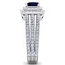 2 Carat Princess Shape Double Halo Sapphire and Diamond Engagement Ring In 14 Karat White Gold Image-4