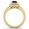 2 Carat Princess Shape Double Halo Sapphire and Diamond Engagement Ring In 14 Karat Yellow Gold Image-3