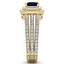 2 Carat Princess Shape Double Halo Sapphire and Diamond Engagement Ring In 14 Karat Yellow Gold Image-4