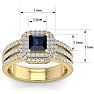 2 Carat Princess Shape Double Halo Sapphire and Diamond Engagement Ring In 14 Karat Yellow Gold Image-5