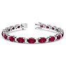 Ruby Bracelet; Ruby Tennis Bracelet; 11 Carat Oval Shape Ruby and Diamond Bracelet In 14 Karat White Gold Image-1