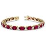Ruby Bracelet; Ruby Tennis Bracelet; 11 Carat Oval Shape Ruby and Diamond Bracelet In 14 Karat Yellow Gold Image-1