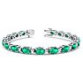 9 Carat Oval Shape Emerald and Diamond Bracelet In 14 Karat White Gold, 7 Inches Image-1