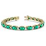 9 Carat Oval Shape Emerald and Diamond Bracelet In 14 Karat Yellow Gold, 9 Carat Oval Shape Emerald and Diamond Bracelet In 14 Karat Yellow Gold, 7 Inches Image-1