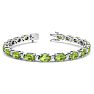 10 Carat Oval Shape Peridot and Diamond Bracelet In 14 Karat White Gold, 7 Inches Image-1