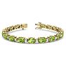 10 Carat Oval Shape Peridot and Diamond Bracelet In 14 Karat Yellow Gold, 7 Inches Image-1
