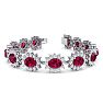 Ruby Bracelet; Ruby Tennis Bracelet; 25 Carat Oval Shape Ruby and Halo Diamond Bracelet In 14 Karat White Gold Image-1