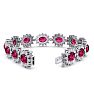 Ruby Bracelet; Ruby Tennis Bracelet; 25 Carat Oval Shape Ruby and Halo Diamond Bracelet In 14 Karat White Gold Image-2