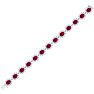 Ruby Bracelet; Ruby Tennis Bracelet; 25 Carat Oval Shape Ruby and Halo Diamond Bracelet In 14 Karat White Gold Image-3
