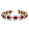 Ruby Bracelet; Ruby Tennis Bracelet; 25 Carat Oval Shape Ruby and Halo Diamond Bracelet In 14 Karat Yellow Gold Image-1