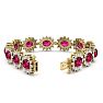 Ruby Bracelet; Ruby Tennis Bracelet; 25 Carat Oval Shape Ruby and Halo Diamond Bracelet In 14 Karat Yellow Gold Image-2