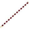Ruby Bracelet; Ruby Tennis Bracelet; 25 Carat Oval Shape Ruby and Halo Diamond Bracelet In 14 Karat Yellow Gold Image-3